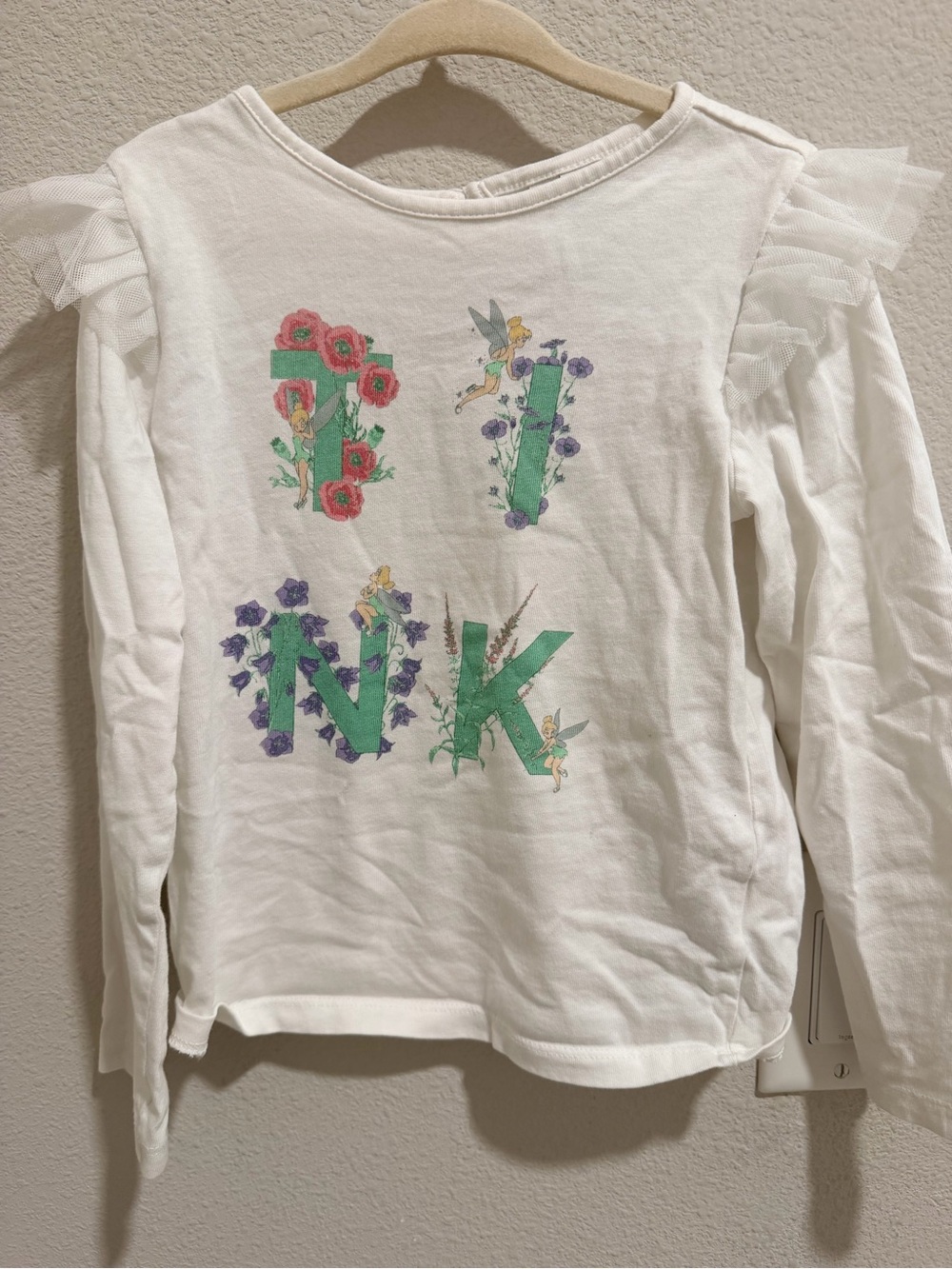 Janie and Jack White Long-Sleeve Tee with Floral Lettering